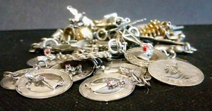 Vintage .925 Sterling Silver Charms ~150 grams Wedding Key Ring Children Resale - Picture 1 of 15