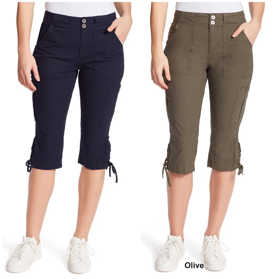 VINTAGE AMERICA Women's Relaxed Fit Ripstop Cotton Capri, Cropped Utility Pants - Image 1 of 4