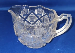 Jarra de vidrio de corte brillante americano transparente vintage patrón estrella diamante - Imagen 1 de 4