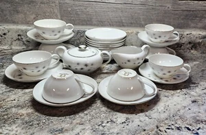 Vintage Creative Fine China Platinum Star Burst 1014 Coffee / Tea Set  26 Pieces - Picture 1 of 7