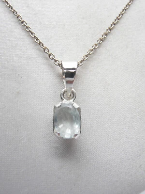 Ciondolo e Catenina in Argento 925 con Acquamarina di ottima qualità - Pendente - Immagine 1 di 4