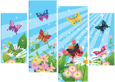 A Colourful Array Of Butterflies Flying on a Blue Backround 71cm x 101cm