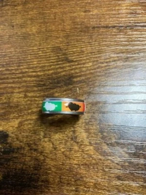 Heart Ring Size 8.5 Green White Black Silver Blue Yellow - Image 1 of 2