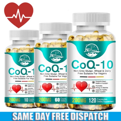 10/60/120Pcs Coenzyme Q-10 Softgels 200mg ,Heart Health,Energy,Stamina Support - Image 1 of 4