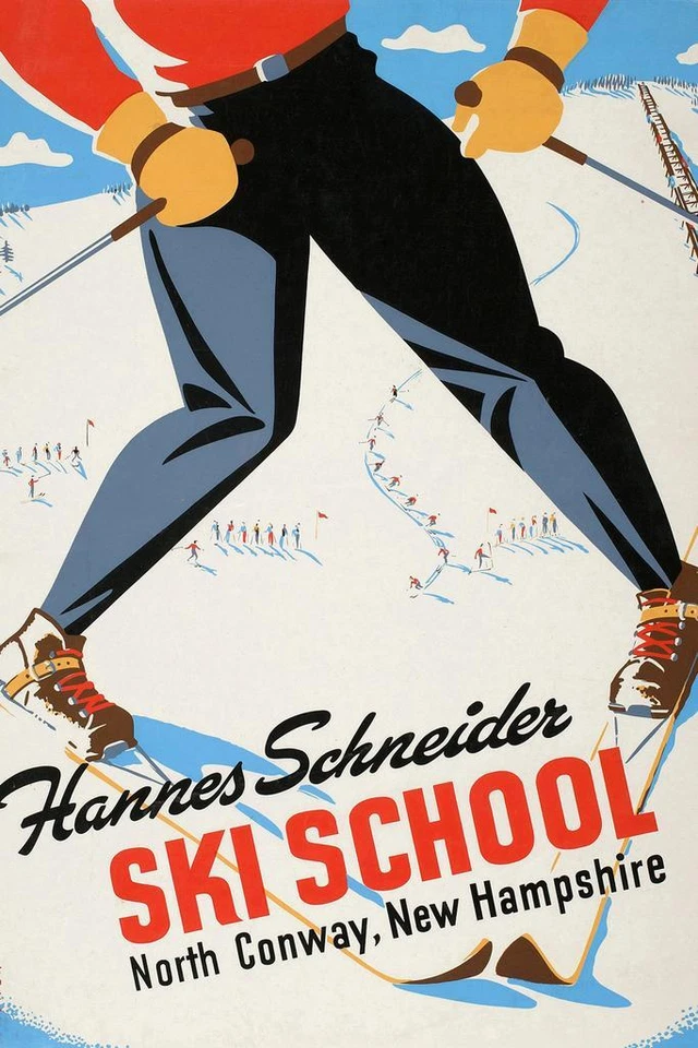 Hannes Schneider Ski School North Conway New Hampshire Vintage Ad Poster 16x24 - Image 1 of 1