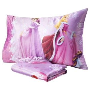 NEW NWT DISNEY Princess 2-PC TWIN MICRO MINK FITTED SHEET PILLOWCASE SET GIRLS - Bild 1 von 2