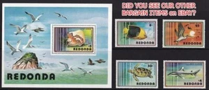 REDONDA 1980 FISH, BIRDS, also MARINE LIFE + S/S MNH TURTLES, SHARKS, PELICANS - Picture 1 of 1