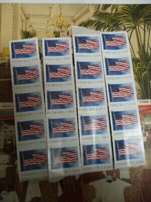 20 USPS Forever Stamps US Flag 2019 Postage Sheet USA Peel And Stick Coil Strip • 8.99$