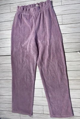 H&M ребристый лаванды высокая талия брюки - размер 10 - махровый материал - Изображение 1 из 3