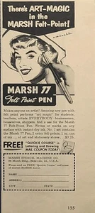 Marsh 77 Felt Point Pen Belleville Illinois Quickie Course Vintage Print Ad 1954 - Picture 1 of 2