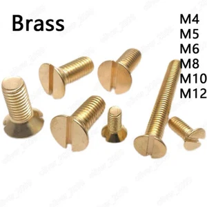 Brass Slotted Countersunk Flat Head Screws M4 M5 M6 M8 M10 M12 - Picture 1 of 4