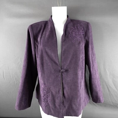 Lady Dorby Womens Blazer Plus 14W Velour Purple Embroidered Minimalist Softcore - Изображение 1 из 4