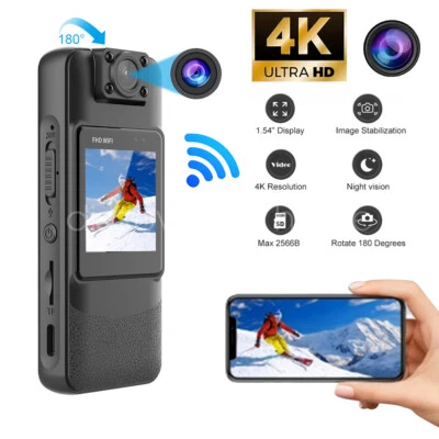Body Camera 4K WiFi Pocket Audio Video Recorder Night Vision Cam Support 256GB - Image 1 of 4
