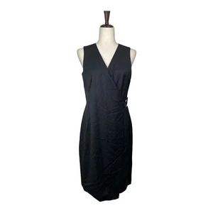 GURJOT New York Women's Black Sleeveless Belted Wrap Mini Dress Size 4 B50 - Picture 1 of 5