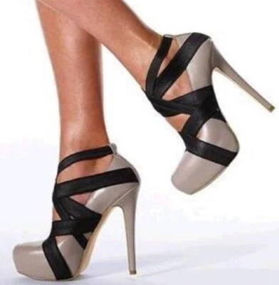 Victoria Secret Colin Stuart Zapatos de salón de tacón alto con tiras Plataforma Talla 7,5 Foto 1 de 4