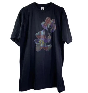 Vintage Womens XXL Black Plaid Teddy Bears Baloons Single Stitch T-shirt - Picture 1 of 9
