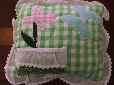 Tooth Fairy Pillow Vintage Green Checkered   1980s • 4.95$
