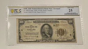 1929 $100 Dollar Bill Cleveland PCGS Choice VF 25 - Picture 1 of 2