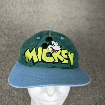 Gorra de colección Mickey Mouse con espalda a presión verde azul Disney para hombre Mickey & Co años 90 Foto 1 de 4