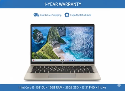 HP EliteBook 830 G7 FHD i5-10310U 1.70GHz 16GB Ram 256GB SSD Windows 11 Laptop - Image 1 of 4