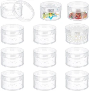 BENECREAT 12 Pack 50ml Empty Clear Plastic Bead Storage Container jar with - Picture 1 of 5