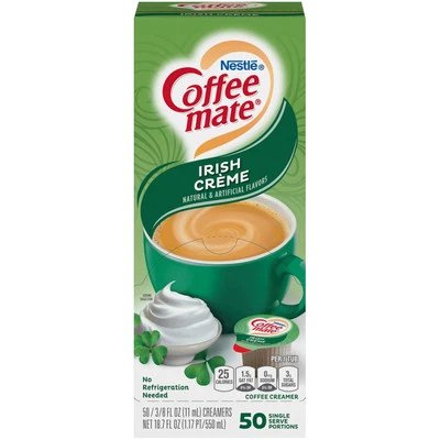 Crema líquida Coffee Mate crema irlandesa individual crema no láctea paquete de 50 Foto 1 de 4