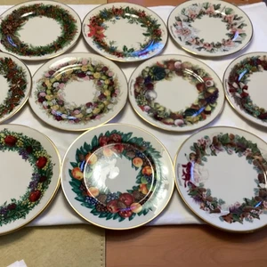 Corona de Navidad Colonial Lenox Serie 12 Platos, Juego Incompleto - Imagen 1 de 14