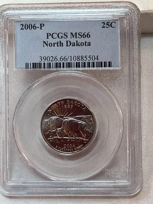 2006 P North Dakota State Quarter PCGS MS66 Cert# 10885504 - Image 1 of 4