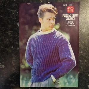 Vintage Knitting Patterns - Copley #1296 - Men's Chunky Sweater - VGC - Picture 1 of 3
