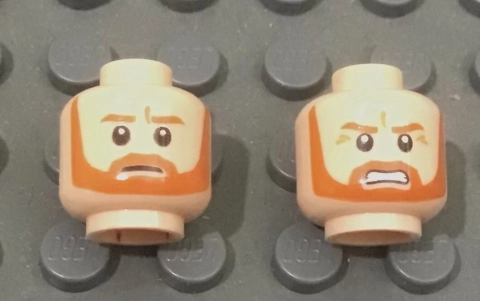 LEGO 1 Carne de Turrón Claro Cabeza de Dos Caras, Enojado Molesto Desnudo Desnudo Desnudo Dientes Agarrados Barba Foto 1 de 1
