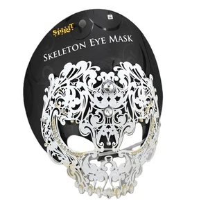 Beautiful White Skull Eye Mask Halloween Skeleton Metal, Rhinestone, Elegant - Picture 1 of 1