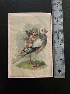 Antique Victorian Trading Card | Lion Coffee | Woolson Spice | Girl & Pigeon - Picture 1 of 2