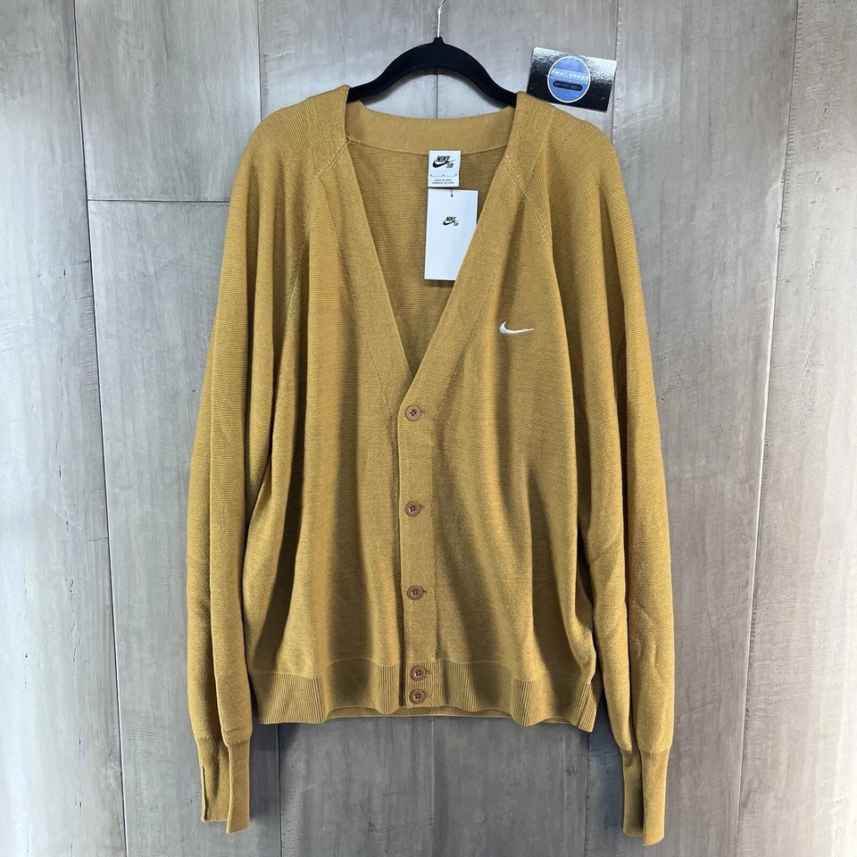 Nike SB Sweater Men’s XL Brown Skate Cardigan Wool Blend DQ6306-722