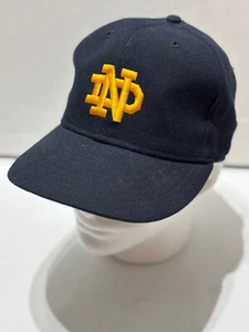 Notre Dame Fighting Irish Hat Cap Navy Blue Size 7 1/8 New Era Vintage 1990s - Picture 1 of 11