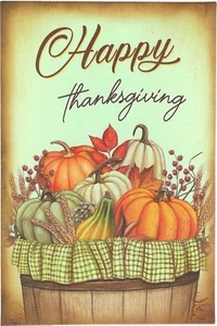 Vintage Thanksgiving Postcard RETRO Antique NEW REPRINT Basket Pumpkins Squash - Picture 1 of 2