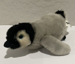 Toys R Us Animal Alley Rare Plush Penguin Sliding on Tummy Gray 9” Stuffed