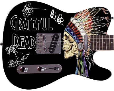 Grateful Dead Dancing Bears Facsimile Autographed Signed Graphics Photo Guitar - Image 1 of 3