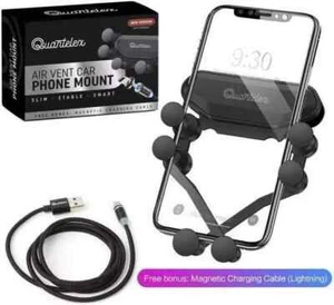 Gravity Phone Holder Car Air Vent Mount With illuminated magnetic 8 pin cord - Picture 1 of 3