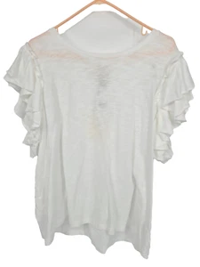 Industry Size 2XL Womens Top White Flutter Sleeve Pima Cotton Blouse NWT - Picture 1 of 5