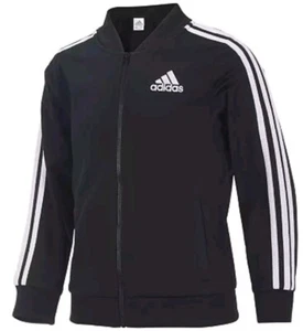 Adidas Replenish Tricot Bomber Zip Girls Jacket Medium 10-12 Black - Picture 1 of 3