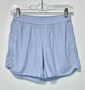 Athleta Girl Shorts L 12 Grayish Blue Pockets Breathable Elastic Waist Logo - Picture 1 of 6