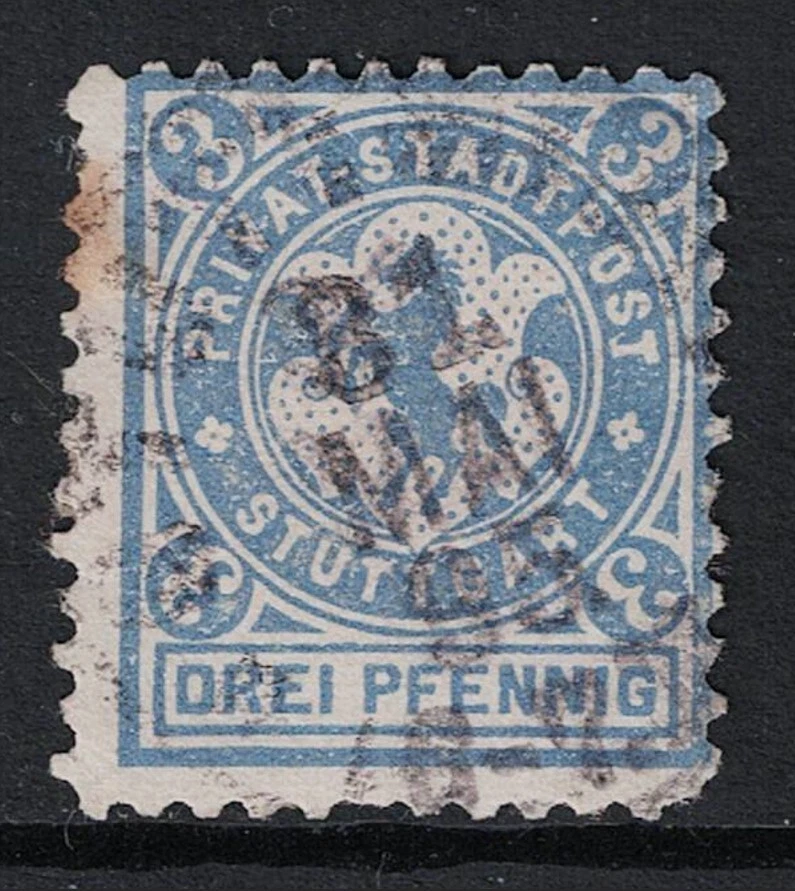 Sello privado Alemania década de 1890 3pf azul claro usado - S24998 Foto 1 de 1