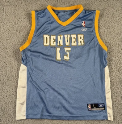 Carmelo Anthony Denver Nuggets Jersey Youth Large L Blue NBA Distressed Reebok - Image 1 of 4
