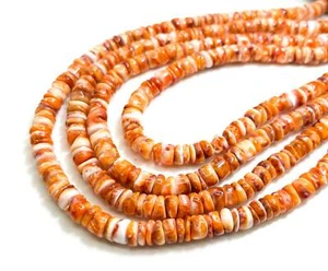 AAA Natural Orange Spiny Oyster Rondelle Disc Polished Heishi 5mm Beads PG221B - Picture 1 of 3