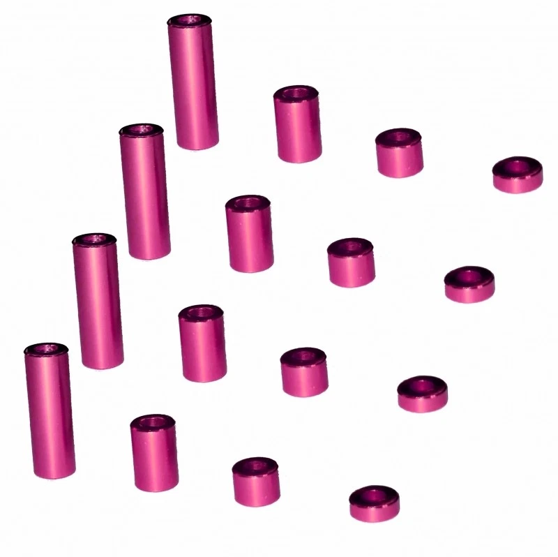 3Racing M4WD-01/PK Aluminum 2mm Spacer Set (Pink) For Tamiya 1/32 Mini 4WD - Image 1 of 1