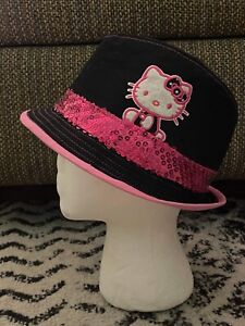Hello Kitty Sanrio Top Hat Black Pink Sequins Fedora One Size