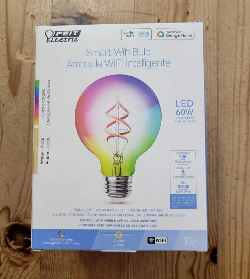Feit Electric Smart WiFi Blub LED 60w Replacement 300 LUMES Amber 2100k