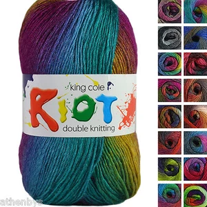 King Cole Riot DK 100g Acrylic Wool Blend Multi Coloured Knitting Yarn - Picture 1 of 35