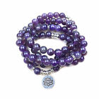 8mm 108 Lavender bracelet lotus Buddha pendant Cuff Reiki Healing spiritual Yoga