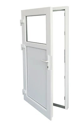 Nebeneingangstür Kunststoff Nebentür außenöffnend weiß mit Glas Fenster Keller - Bild 1 von 4